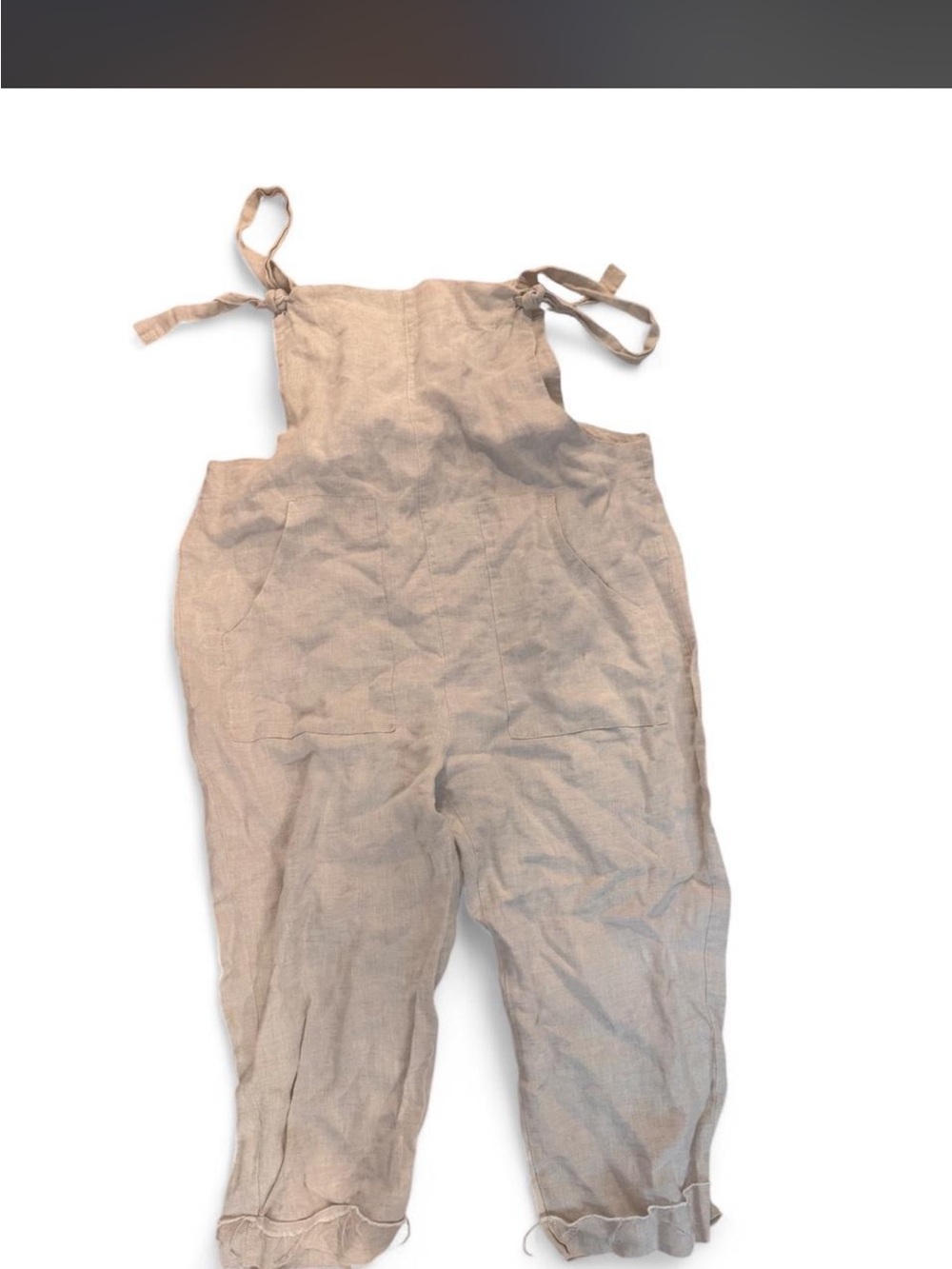 Worth Linen Tie-Shoulder Jumpsuit in Light Tan